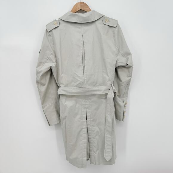 Burberry Trench Chelsea Kensington Short Belt Jacket Coat Grey Rain White 14R LW - Picture 2 of 16